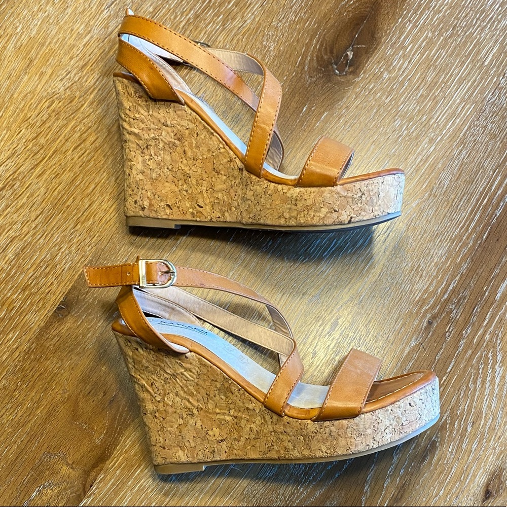 Kayleen by Los Angeles Tan Strap Cork Wedges